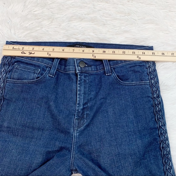 J Brand Ruby High Rise Crop Jeans Braided Cantonite Raw Hem blue solid - Picture 6 of 11